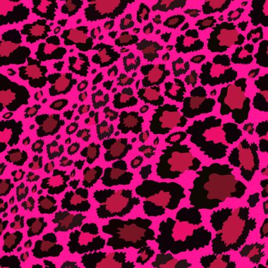Pembe arka planda leopar derisinin vektörsüz deseni, tekstil veya duvar kağıdı için pembe tonda Vahşi Hayvanlar deseni