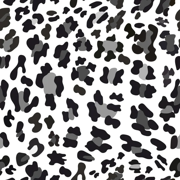 Vector Patrón Inconsútil Piel Leopardo Negro Gris Sobre Fondo Blanco — Archivo Imágenes Vectoriales