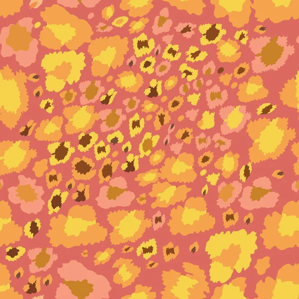Vector Patrón Sin Costura Piel Leopardo Amarillo Sobre Fondo Naranja — Archivo Imágenes Vectoriales