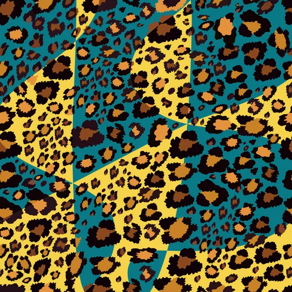 Векторный Бесшовный Рисунок Кожи Леопарда Свободной Форме Зеленом Желтом Фоне — стоковый вектор