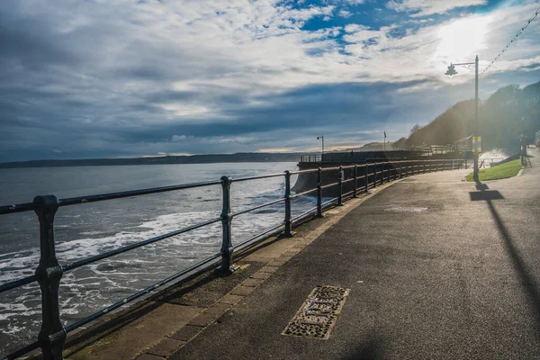 Promenada Nadmorskiego Miasteczka Północy Anglii Zwanego Filey Zdjęcia Stockowe bez tantiem