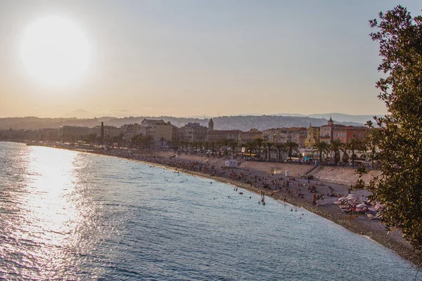 Nice Beach France Sunset — Stock Photo, Image