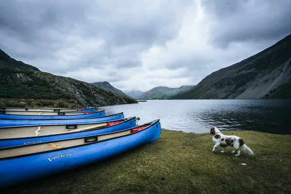 İngiltere 'nin Lake District bölgesindeki Wast-water' ın güzel bir manzara görüntüsü.