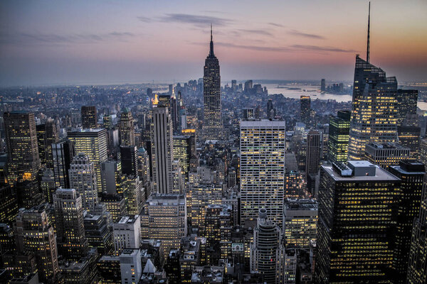 New York City Skyline during Sunset or Dusk
