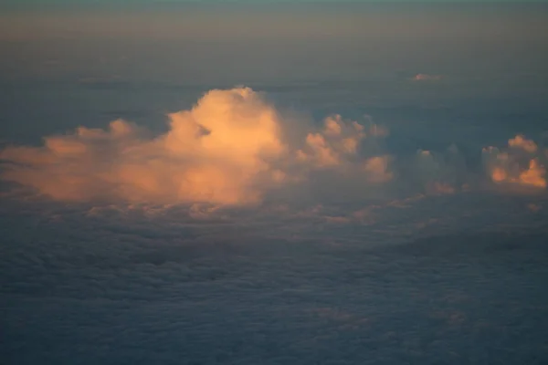 Nuvole Dalla Finestra Aereo Tramonto — Foto Stock