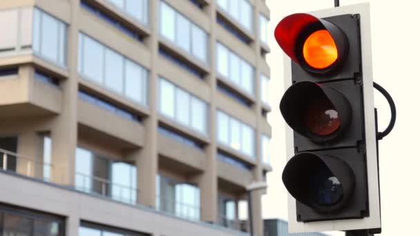 Ngiliz Trafik Işıkları Kırmızıdan Yeşile Dönüyor Yeşil Okla Yakın Plan — Stok video