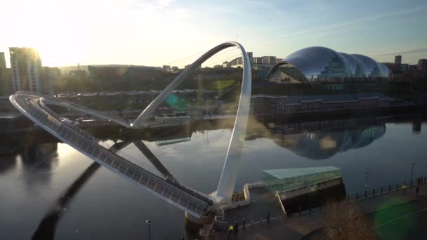 Timelapse Newcastle Millennium Passerella Apertura Far Passare Una Barca Fiume — Video Stock