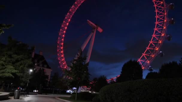 Lapso Tempo Sob London Eye Durante Noite Enquanto Está Tudo — Vídeo de Stock