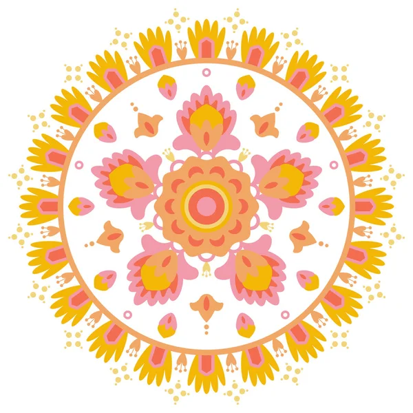 Mandala de fleurs ornementales. Illustration vectorielle isolée. Style indigène populaire — Image vectorielle