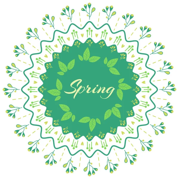 Mandala floral de beauté avec mot de printemps. Illustration populaire sur fond blanc . — Image vectorielle
