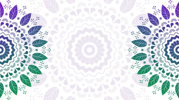 Mandala radial de fundo. ilustração de folhas de gradiente violeta a verde —  Vetores de Stock