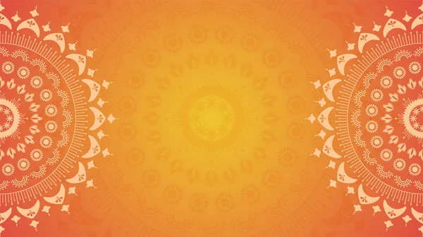 Mandala de flores sobre fondo naranja. Ilustración floral festiva popular — Vector de stock