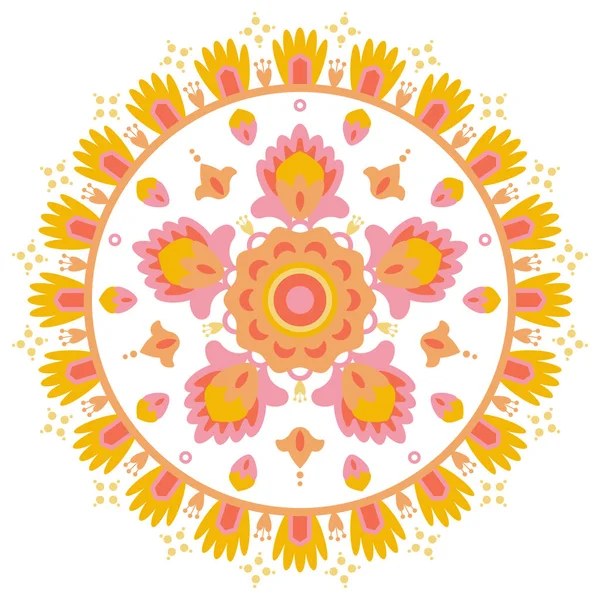 Ornamental flower mandala. Isolated vector illustration. Folk native style — Stock Vector