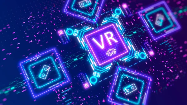 VR teknoloji işareti konsepti. Sanal gerçeklik gözlüğü arayüzü sembolü