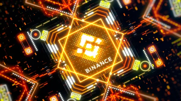 Символ криптовалютной биржи Binance. Торговля технологиями блокчейн — стоковое фото