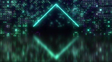 Siber teknoloji fütüristik geçmişi. Neon retro biçim illüstrasyonu