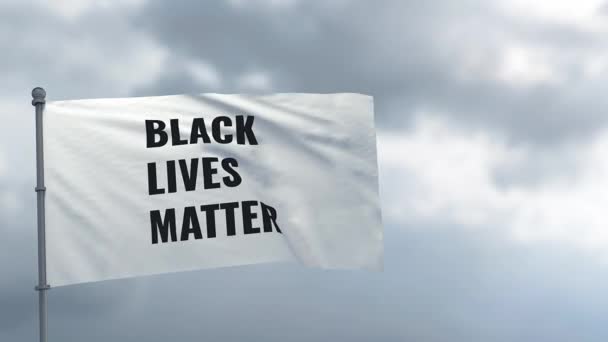 Black Lives Matter macha flagą. Symbol ruchu na rzecz praw człowieka. Skończ z rasizmem — Wideo stockowe
