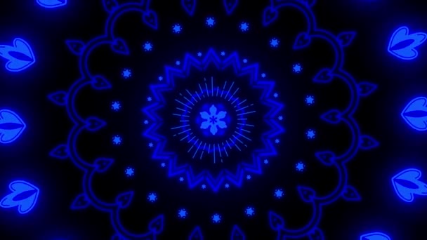 Abstract floral animation. Fly through glow neon flowers. 4k looped animation. — Stock Video
