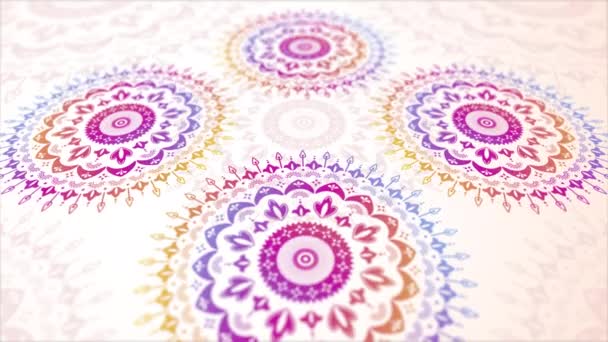 Ethnic folk ornament background animation with abstract floral mandala. Loop — Stock Video