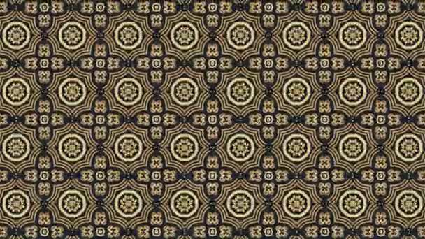 Fundo étnico ornamental dourado. Animação de caleidoscópio de loop floral abstrato — Vídeo de Stock