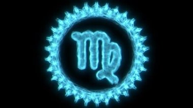 Başak burcu işareti sihirli parçacık bulutunda belirir. Yıldız fonu 4k canlandırması.