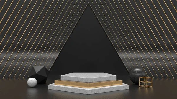 Modern 3D arka plan. Beyaz mermer ürün standı. 3d illüstrasyon