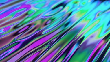 Moda tasarımı 3D arkaplan. Yanardöner etki. Renkli gökkuşağı çizimi