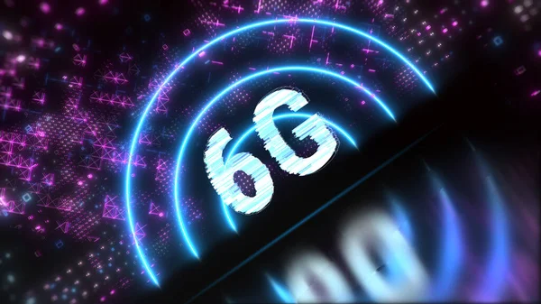 Символ концепции скоростной мобильной сети 6G и Интернета. Технологический стиль — стоковое фото