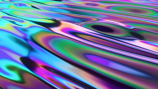 Neon vloeiende vloeibare golven abstracte beweging achtergrond. 3d illustratie — Stockfoto