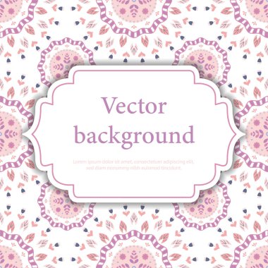 Yazı için yeri olan sevimli çiçek arkaplan çizimi. Çiçekli süs.