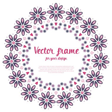 Romantik çiçek çerçeveli pankart. Yaz ve bahar festivali çelengi. Millet ve boho