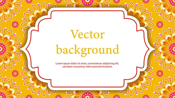 Индийская декоративная фоновая иллюстрация с местом для текста. Цветочная мандала — стоковый вектор