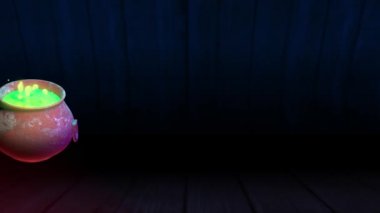 Cadılar Bayramı arka plan animasyonu. Kaynar yeşil iksirli cadılar.