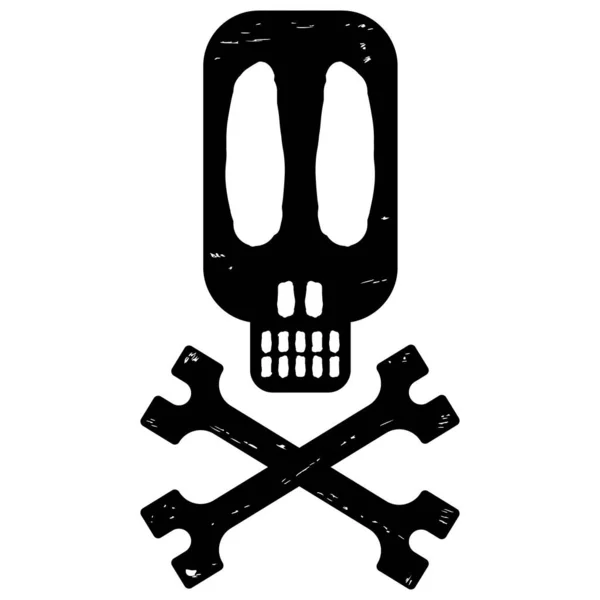 Crânio e ossos cruzados símbolo isolado no fundo branco. Sinal de aviso de perigo — Vetor de Stock