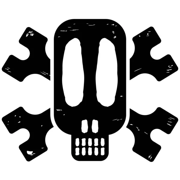 Lebka a zkřížené kosti symbol izolované na bílém pozadí. Varovné znamení nebezpečí — Stockový vektor