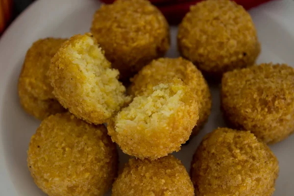 Färska Falafels Närbild Äkta Mat Från Mellanöstern Traditionell Israelisk Måltid — Stockfoto