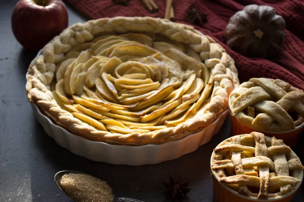 Tarte Aux Pommes Vue Dessus Photo Tarte Aux Pommes Maison — Photo