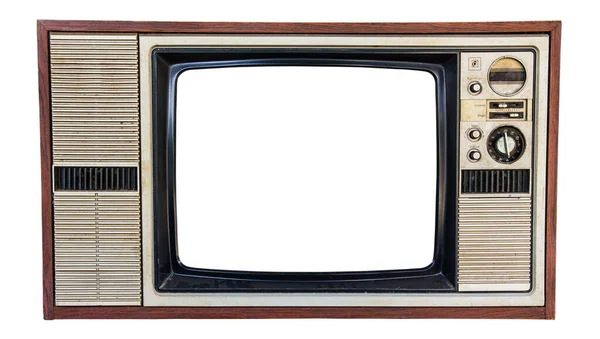 Vintage Television Cut Out Screen Isolated Background — Stock Photo, Image