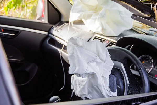 Twin Airbag Explodierte Bei Einem Autounfall Car Crash Airbag Airbag — Stockfoto
