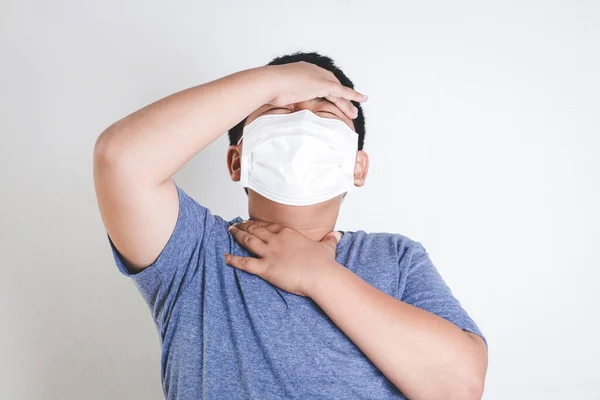 Asiatisk Pojke Bär Mask Som Täcker Hans Mun Och Näsa — Stockfoto