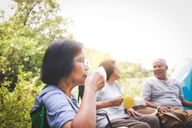 Yaşlı grup ormanda kamp yapıyor, emekliliklerinde rahatlamaya çalışıyorlar. Üst düzey topluluk kavramları