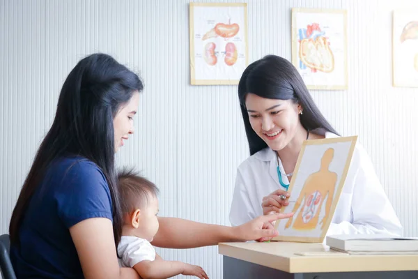 Moeder Nam Een Zoontje Mee Regelmatig Naar Dokter Gaan Volgens — Stockfoto