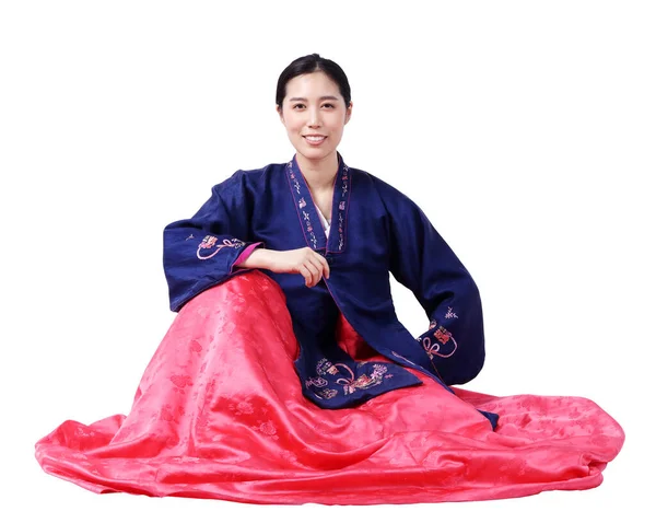 Kore Nin Ulusal Kostümü Olarak Hanbok Giyen Güzel Asyalı Kadınlar — Stok fotoğraf
