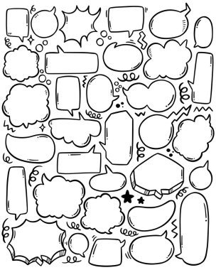 0091 el çizimi arkaplan çizimi şirin konuşma baloncuğu kümesi karalama biçiminde