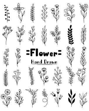 0104 hand drawn flowers doodle clipart