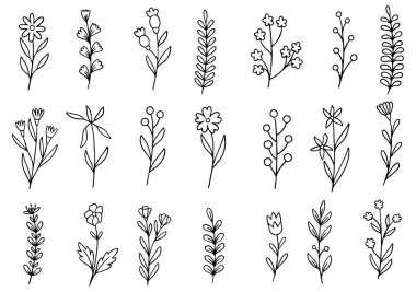 0086 el çizimi çiçekler karalama