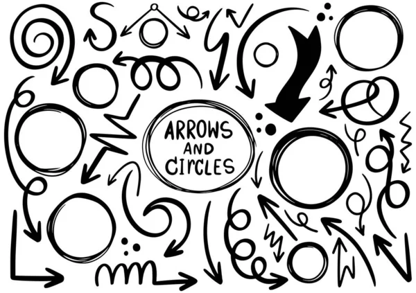 00003 Dibujado Mano Doodle Diseño Círculos Elementos Flechas Tiradas Mano — Archivo Imágenes Vectoriales