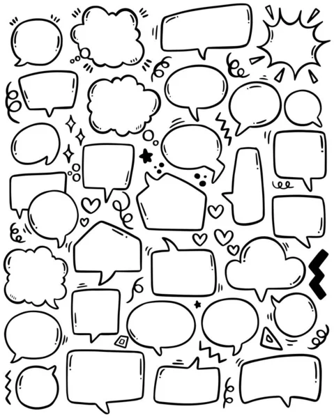 0091 Hand Drawn Background Set Cute Speech Bubble Doodle Style — Stock Vector