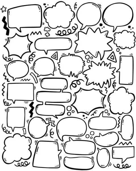 0085 Hand Drawn Background Set Cute Speech Bubble Doodle Style — Stock Vector