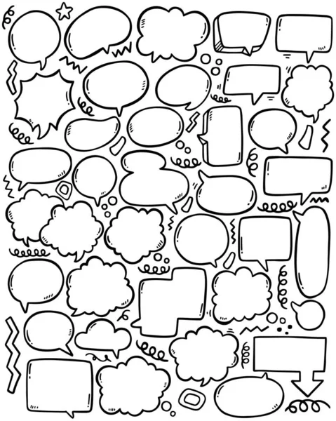 0085 Fondo Dibujado Mano Conjunto Burbuja Habla Linda Estilo Doodle — Archivo Imágenes Vectoriales